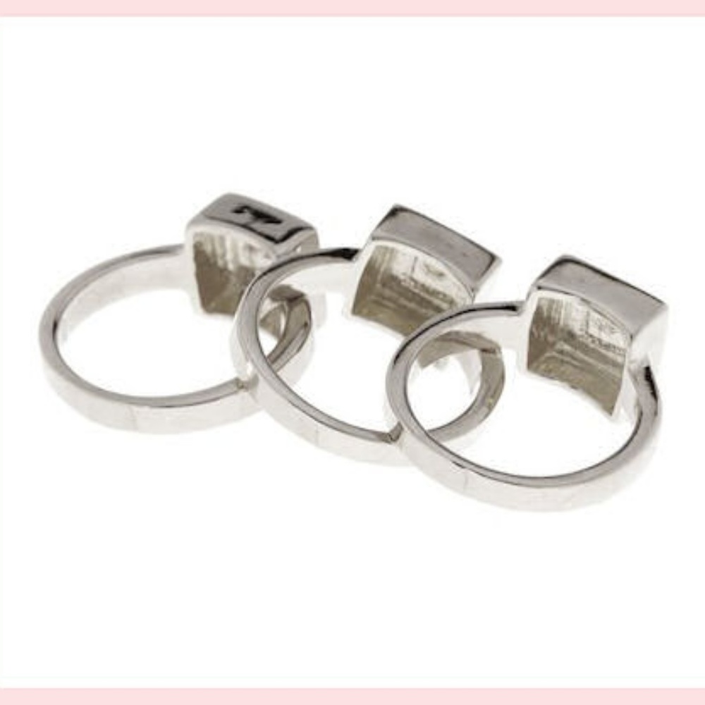 Square Silver Rings Stack BoHo Style / Alone NWT 7 - Picture 3 of 6